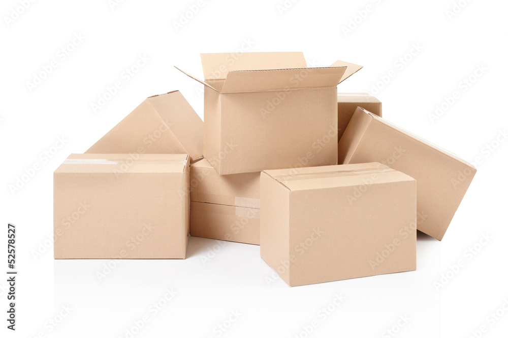 Cardboard boxes on white with clipping path Cardboard boxes on white with clipping path