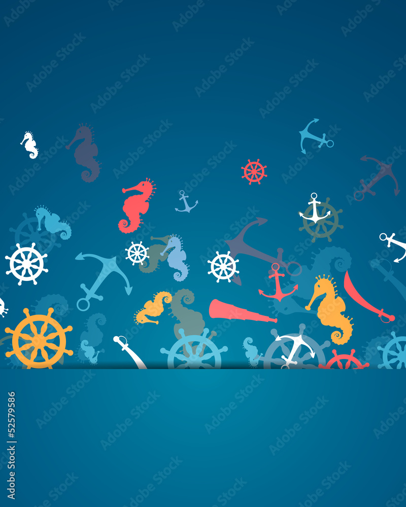 Vector Background with Nautical Elements Vector Background with Nautical Elements