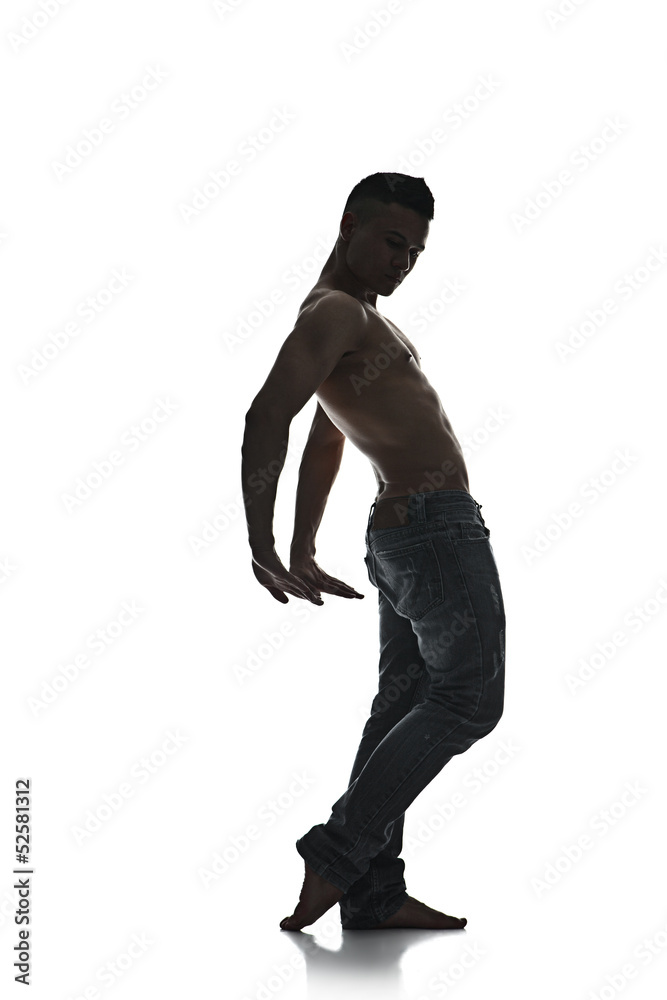 Silhouette of a young man dancer isolated Silhouette of a young man dancer isolated