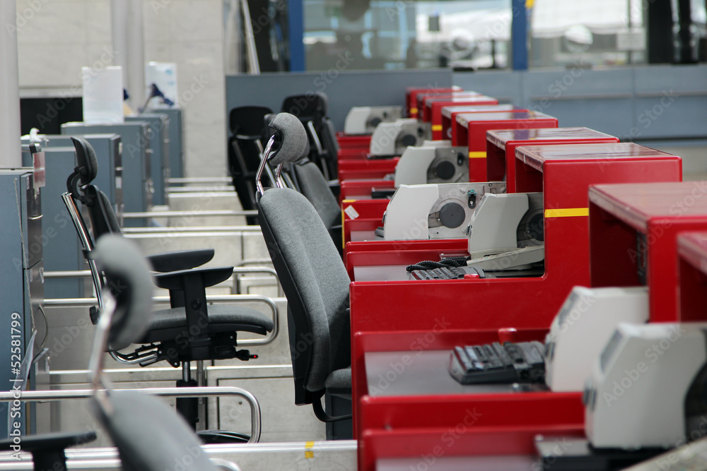 Fototapeta premium Empty airport check in counter