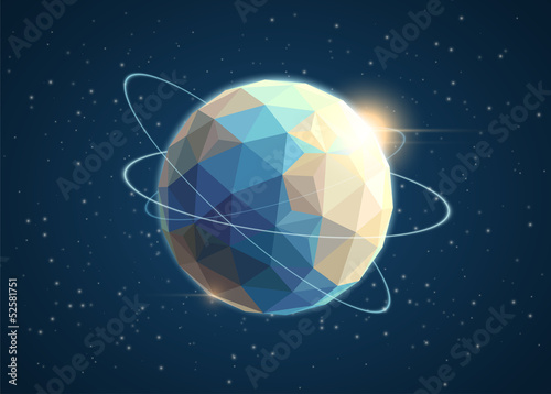 World background in origami style. Vector illustration.