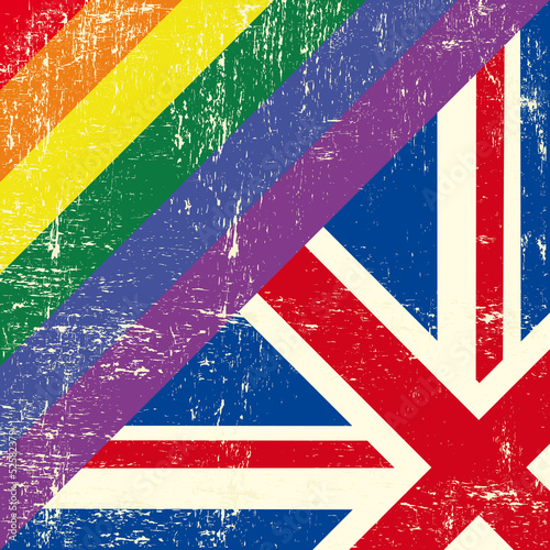 English and gay grunge Flag