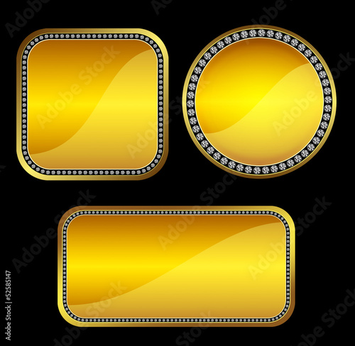 Golden buttons with gems