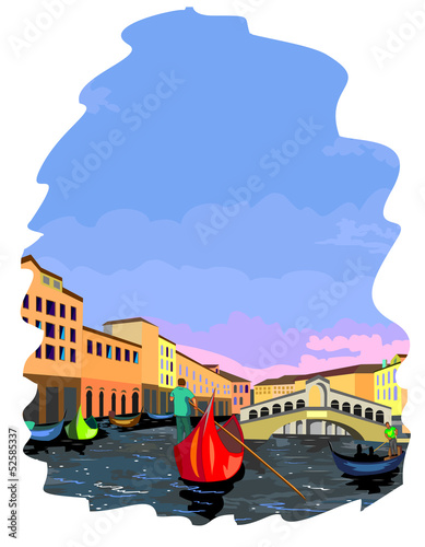 Vector illustration of Grand Canal in Venice