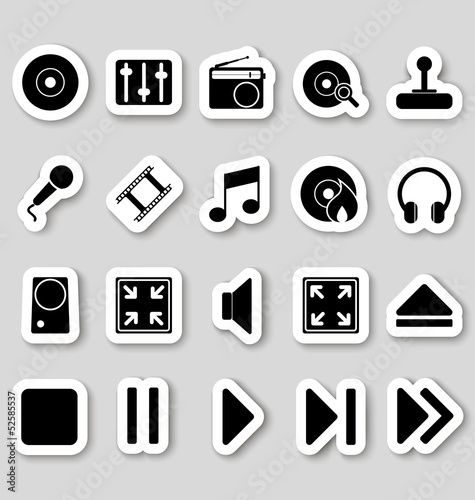 Media icons on stikers photo