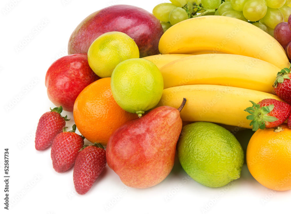 set of fruits on white background set of fruits on white background