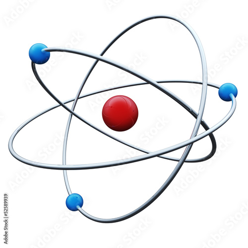 Abstract atom 3D render isolated on white