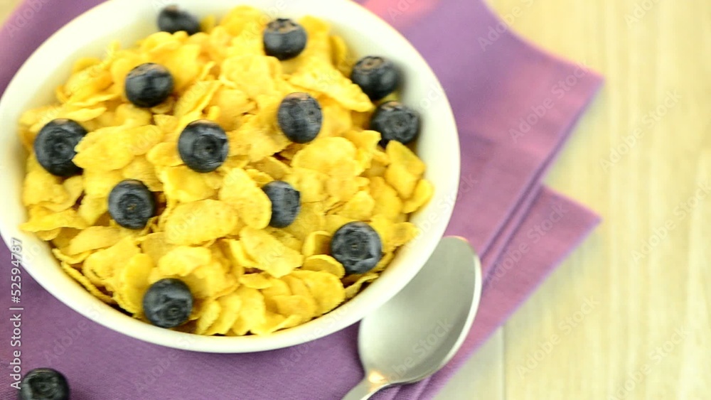 Cereal and blueberries Cereal and blueberries