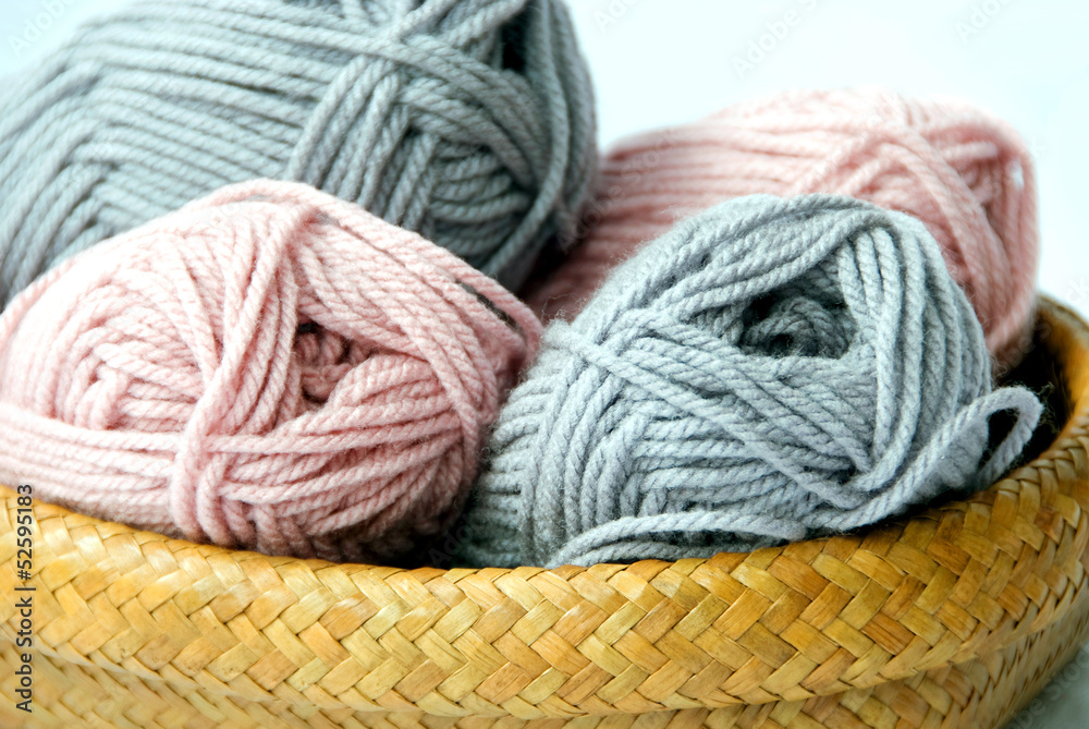 Knitting Wool in Basket.