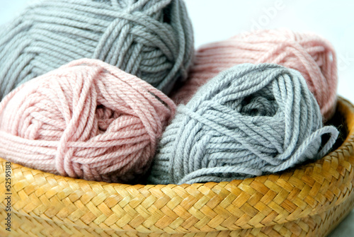 Knitting Wool in Basket.