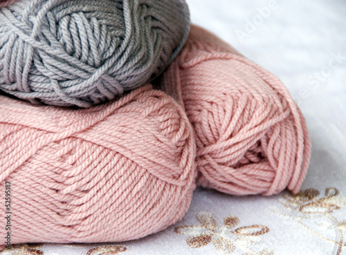 Kniiting Wool on White Background.