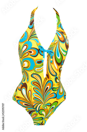 Vintage psychedelic abstract liquid pattern halter swimsuit