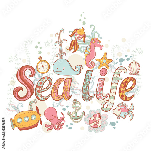 Cute fantasy summer sea card