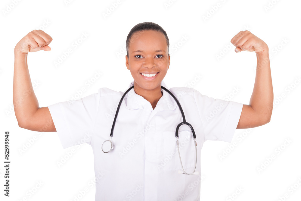 African american woman doctor a over white background African american woman doctor a over white background