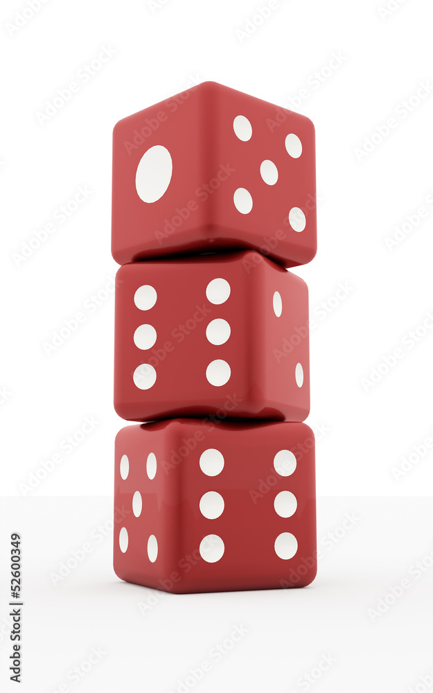 Three red dices isolated Three red dices isolated