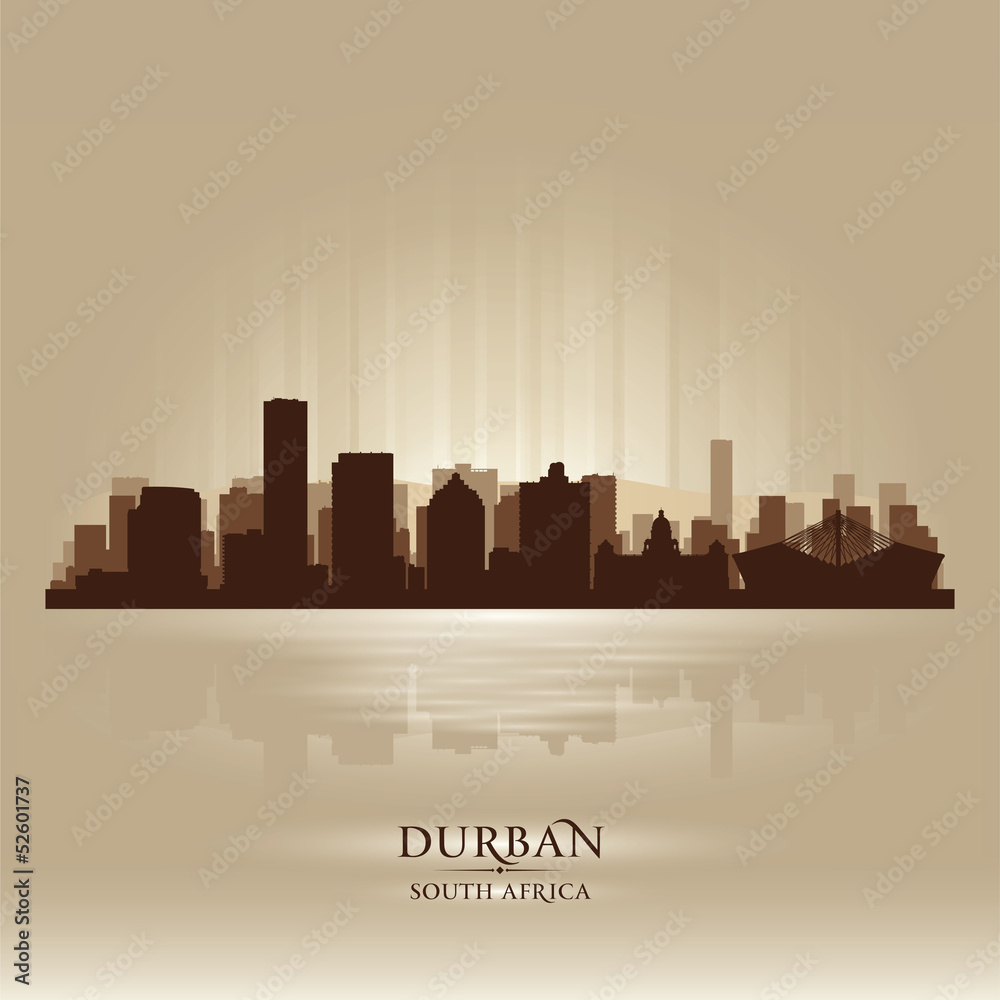 Durban South Africa city skyline silhouette
