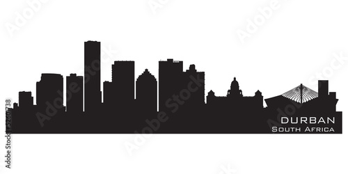 Durban South Africa skyline Detailed vector silhouette