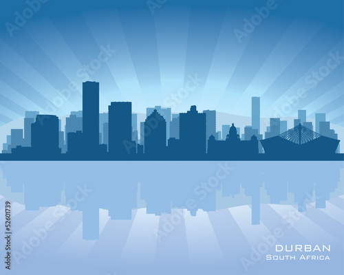 Durban South Africa city skyline silhouette