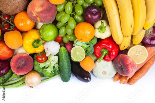 Huge group of fresh vegetables and fruits