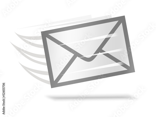 e-mail vettoriale icona in bianco e nero che vola photo