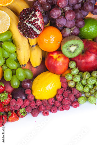 Huge group of fresh fruits isolated on a white background.