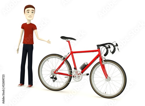 3d render of cartoon character with bicycle