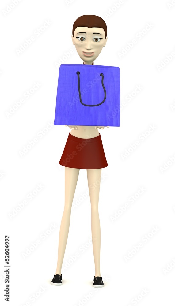 3d render of cartoon character with giftbag 3d render of cartoon character with giftbag