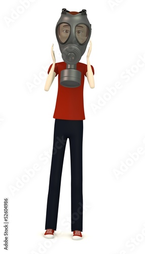 3d render of cartoon character with gas mask © bescec