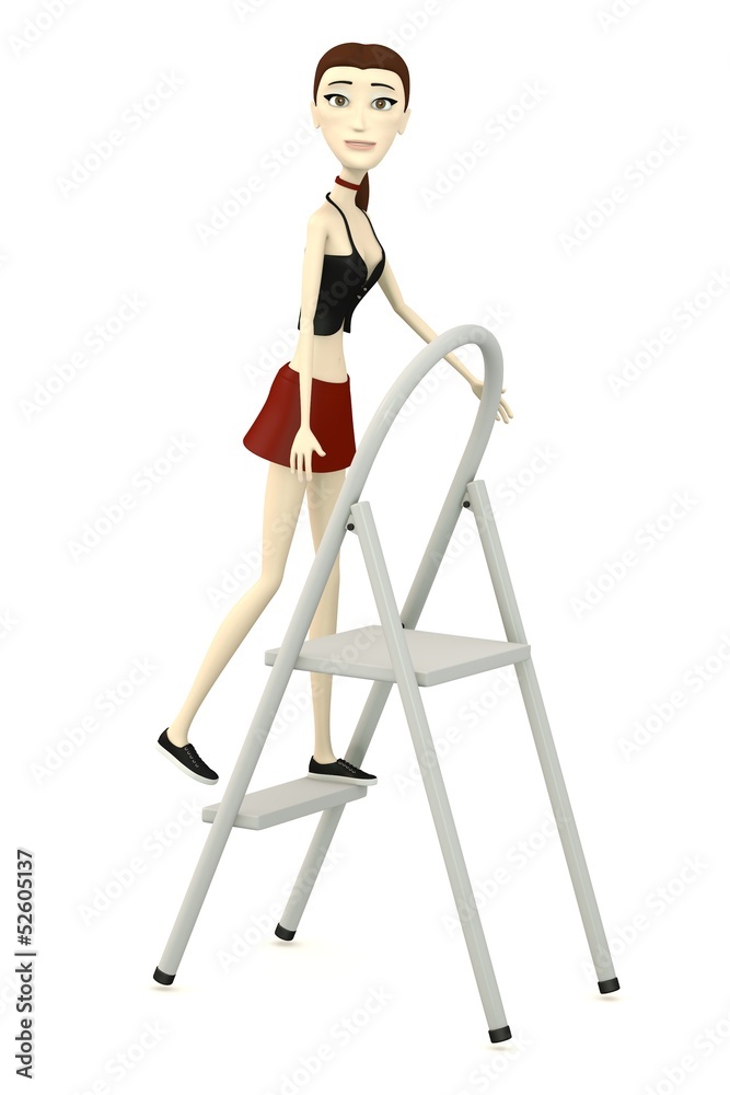 3d render of cartoon character on ladder
