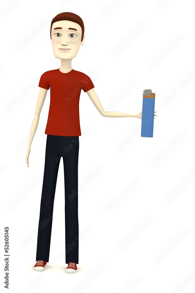 3d render of cartoon character with lighter 3d render of cartoon character with lighter