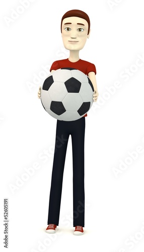 Fototapeta Naklejka Na Ścianę i Meble -  3d render of cartoon character with soccer ball