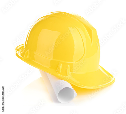 yellow helmet and roll paper photo