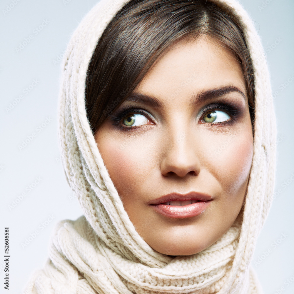 Obraz premium Woman face close up beauty portrait. Female model poses