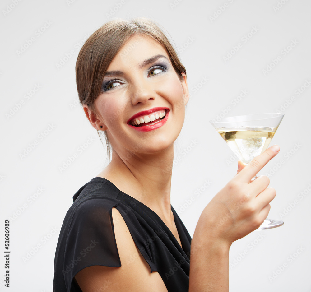 Young celebrating woman. Beautiful model portrait isolated Young celebrating woman. Beautiful model portrait isolated