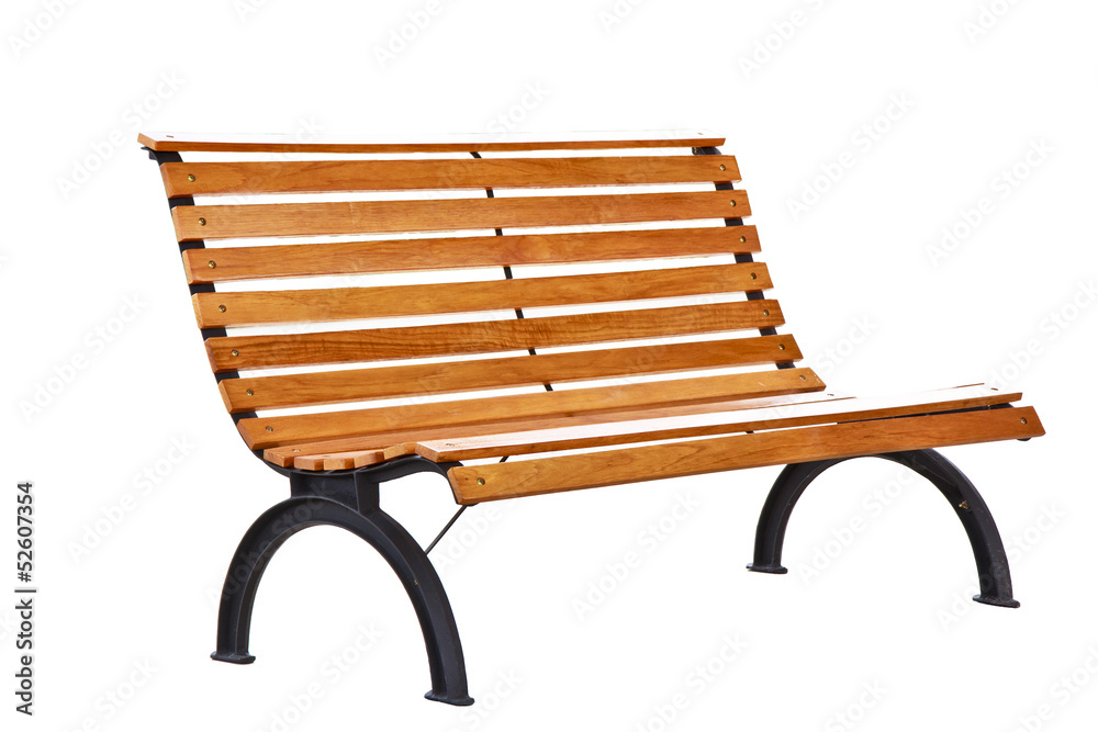 Beautiful bench separately on a white background - obrazy, fototapety, plakaty 