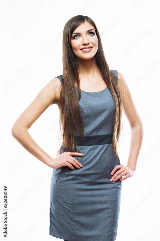 Smiling business woman isolated against white background. Busin Smiling business woman isolated against white background. Busin