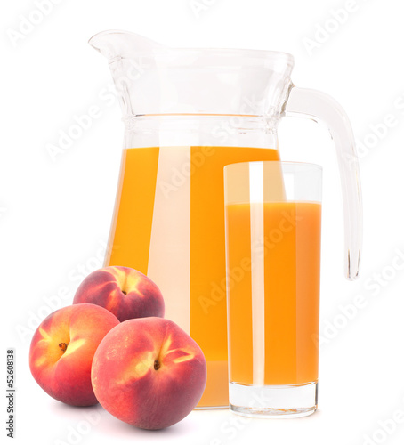 Peach fruit juice in glass jug