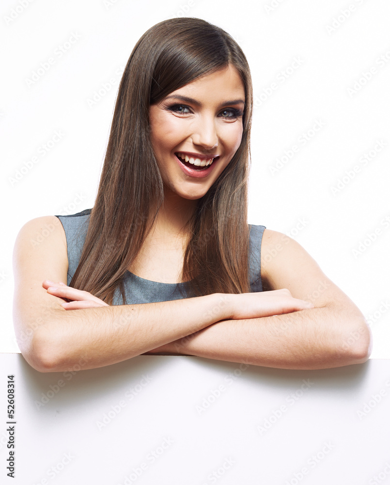 Close up business woman portrait. White background female portr Close up business woman portrait. White background female portr