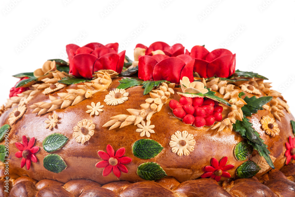 Ukrainian festive bakery Holiday Bread on white Ukrainian festive bakery Holiday Bread on white