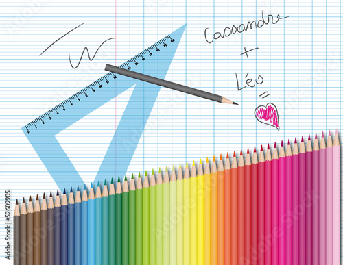 Dessin et crayons de couleur : amour