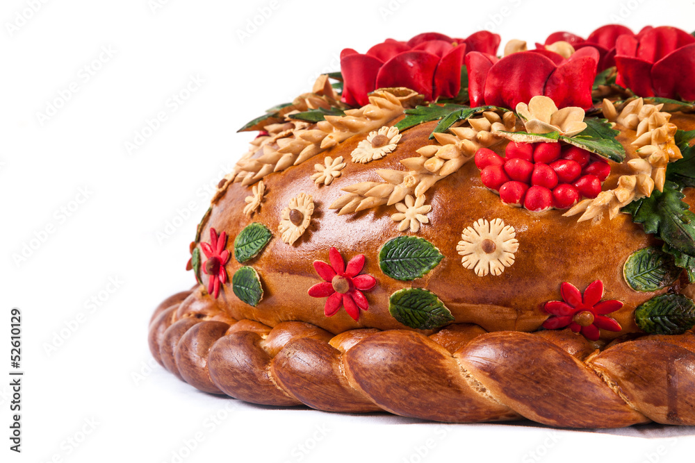 Ukrainian festive bakery Holiday Bread on white Ukrainian festive bakery Holiday Bread on white