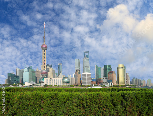 Lujiazui Finance Trade Zone of Shanghai landmark skyline at city