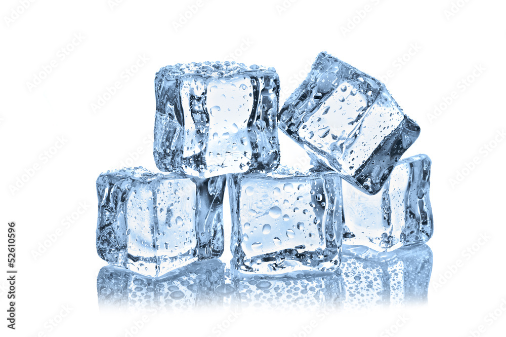 ice cubes with water drops on white background ice cubes with water drops on white background