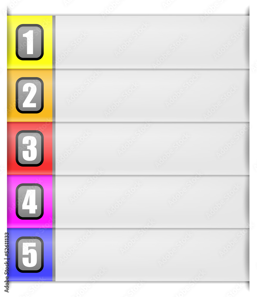 Obraz premium five options vertical template in rainbow colours