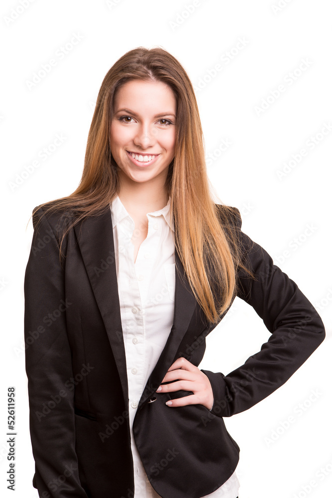 Successful business woman looking confident and smiling Successful business woman looking confident and smiling