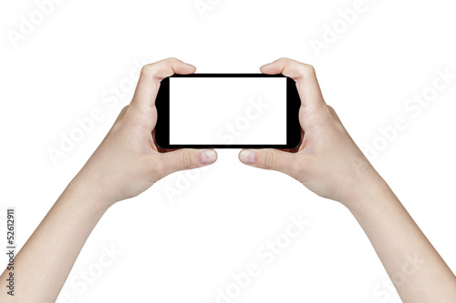 female teen hands holding generic smartphone