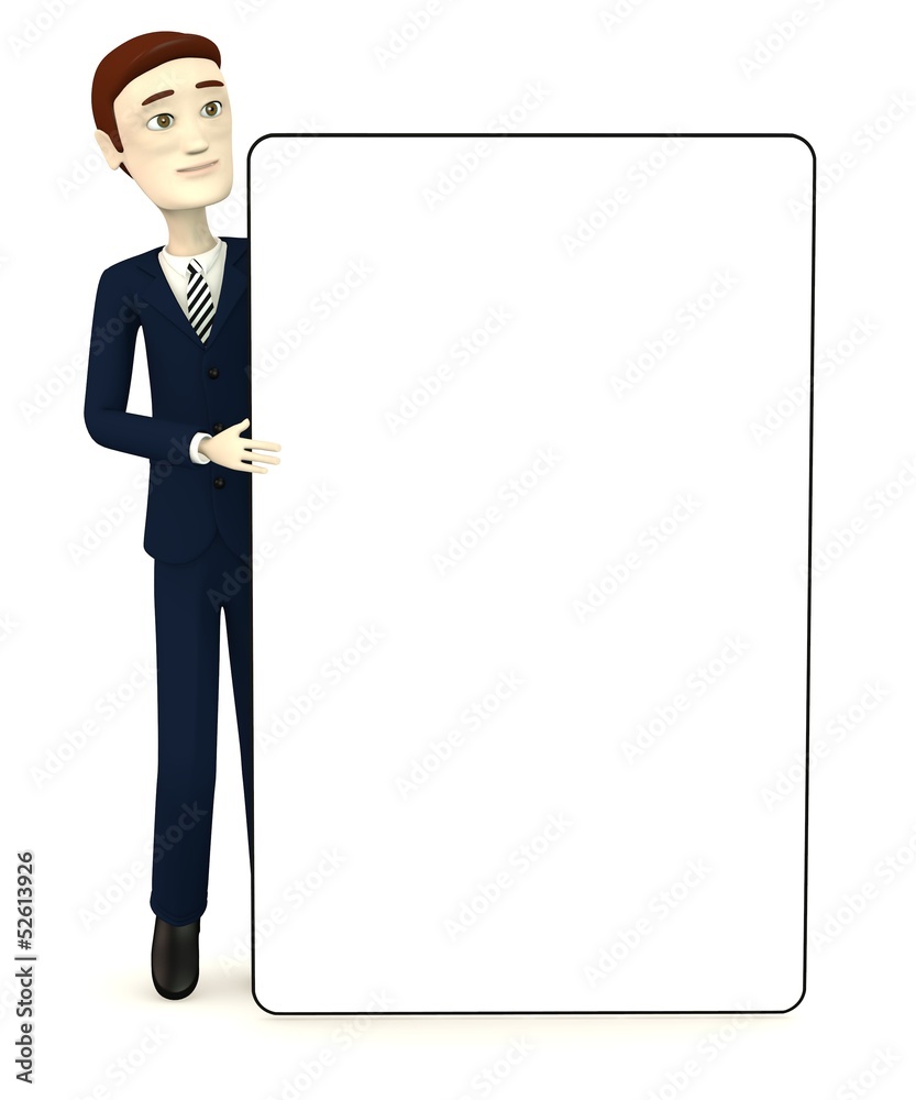 3d render of cartoon businessman with empty boar 3d render of cartoon businessman with empty boar