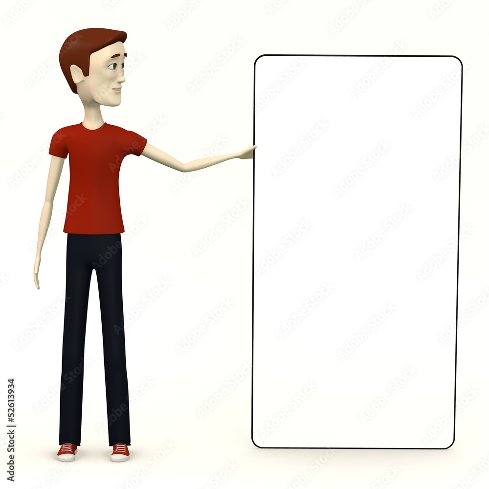 3d render of cartoon male in casual clothes with empty board 3d render of cartoon male in casual clothes with empty board
