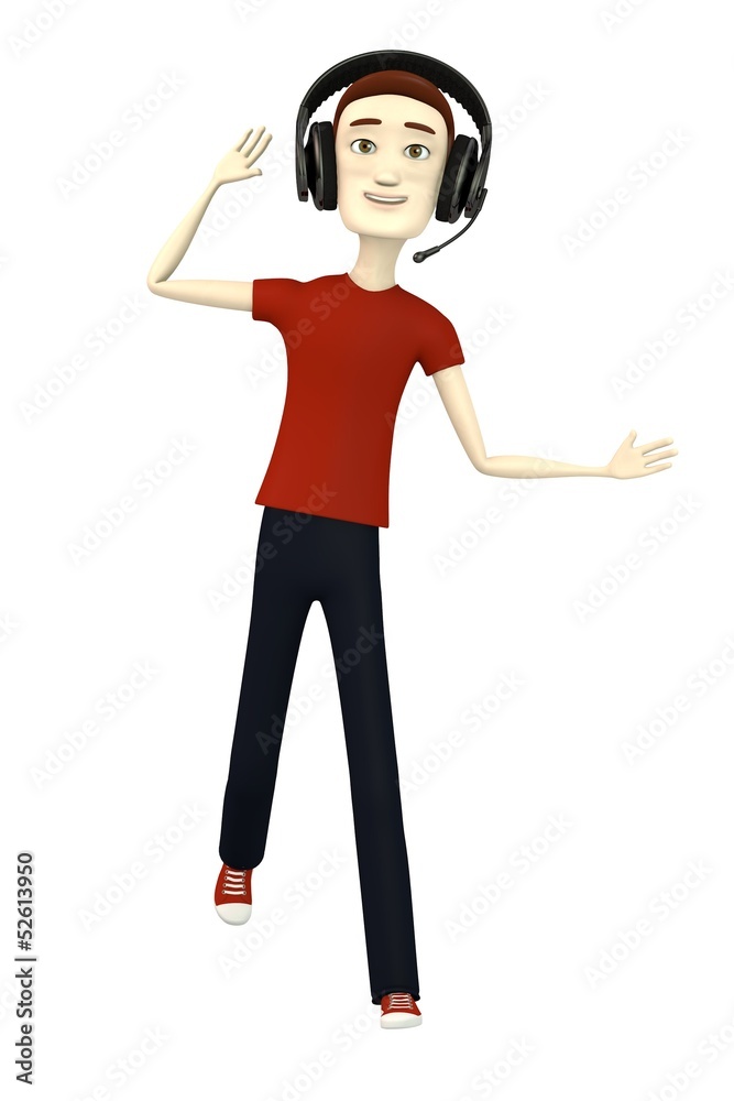 3d render of cartoon character with headphones 3d render of cartoon character with headphones