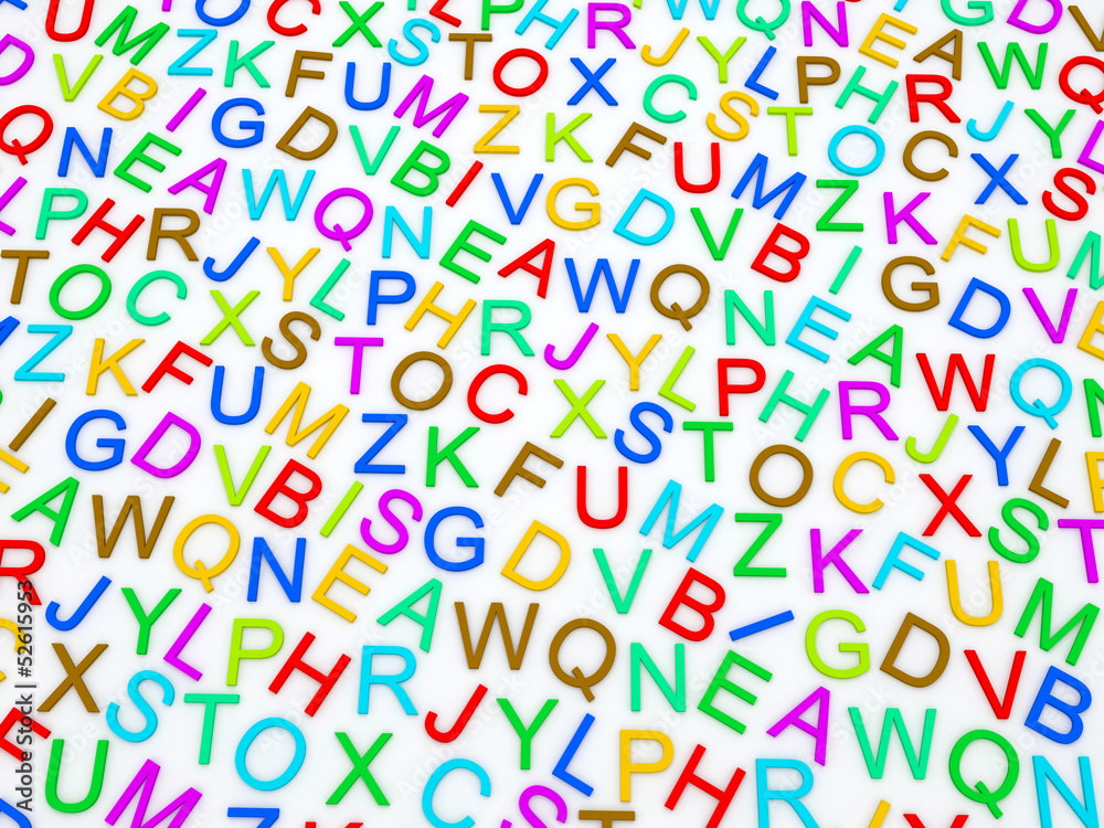 letters of the English alphabet. letters of the English alphabet.